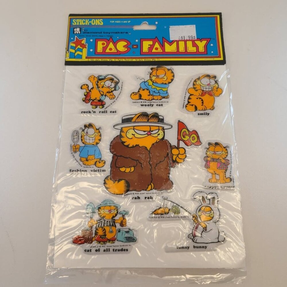 Vintage Garfield Stick-ons Puffy Stickers 1982